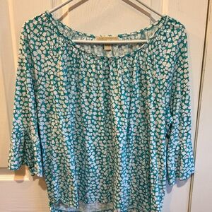Michael Kors Floral Blue and White Women's Top